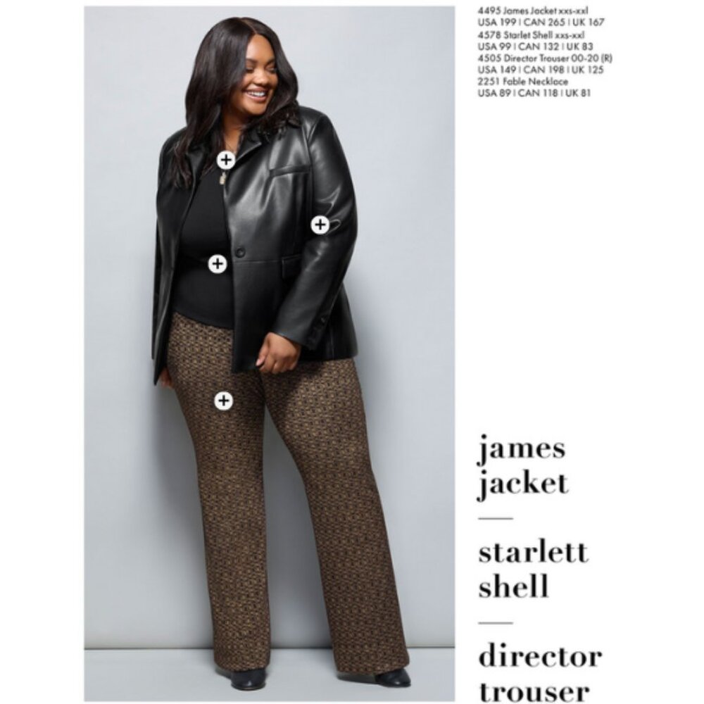 Cabi Director Trouser Style #4505 - Brown & Black Gold Print Sz 14